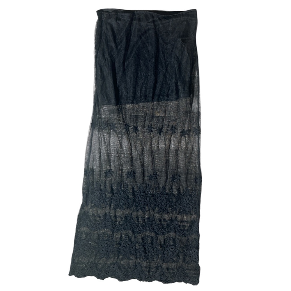Wet Seal Black Sheer Lace Maxi Skirt